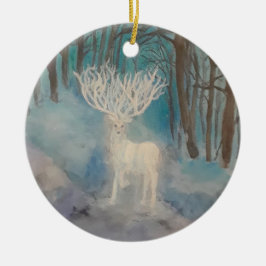 White Stag Ceramic Ornament