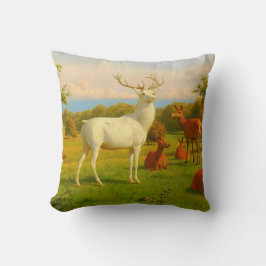 White Stag Deer Open Field Natuur Wildlife Kussen