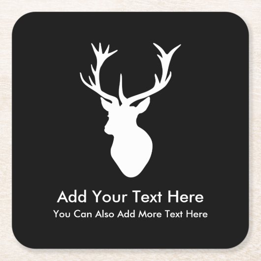 White Stag Head met Antlers Kartonnen Onderzetters (Voorkant)
