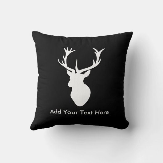 White Stag Head met Antlers Kussen (Achterkant)