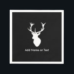 White Stag Head met Antlers Servet<br><div class="desc">Elegant witte vlek met geweien. Aangepast aan een antiek gravering van een Europees rood hert.</div>