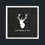 White Stag Head met Antlers Servet<br><div class="desc">Elegant witte vlek met geweien. Aangepast aan een antiek gravering van een Europees rood hert.</div>