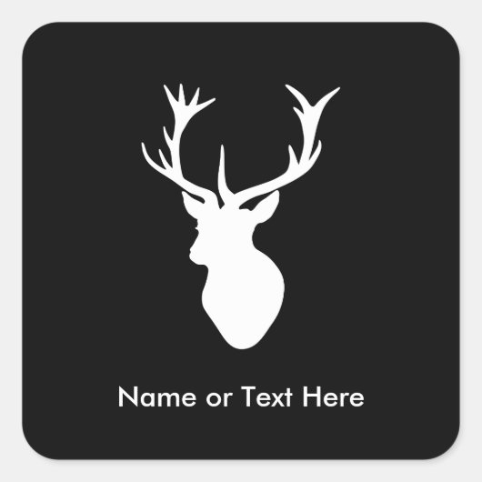 White Stag Head met Antlers Vierkante Sticker (Voorkant)
