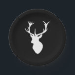White Stag Head Papieren Bordje<br><div class="desc">Elegant witte vlek met geweien.</div>