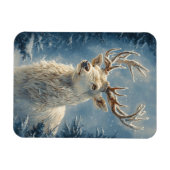 White Stag Portret Mystieke Winter Kunst Magneet (Horizontaal)