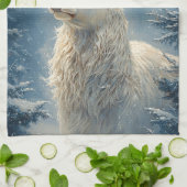 White Stag Portret Mystieke Winter Kunst Theedoek (Gevouwen)