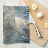 White Stag Portret Mystieke Winter Kunst Theedoek (Quarter Fold)