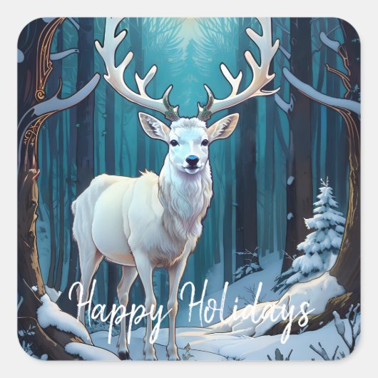 White Stag Vierkante Sticker (Voorkant)