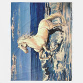 White Stalion, Andalusiaans paard in oceaan/kaap Fleece Deken (Voorkant)