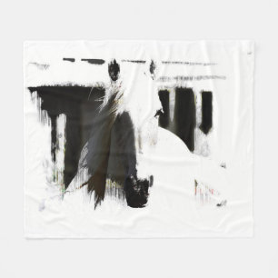 White Stallion Artwork Fleece Deken