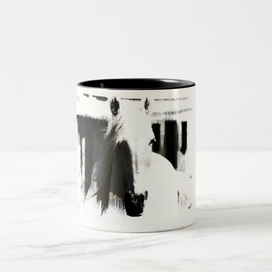 White Stallion Artwork Tweekleurige Koffiemok (Center)