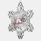 White Stallion Kerstannament Tin Sneeuwvlok Ornament (Rechts)