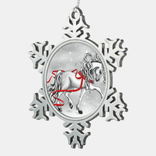 White Stallion Kerstannament Tin Sneeuwvlok Ornament