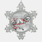 White Stallion Kerstannament Tin Sneeuwvlok Ornament (Voorkant)