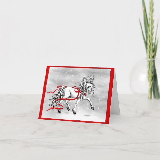 White Stallion Kerstdesign Feestdagen Kaart (Voorkant)