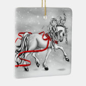White Stallion Kerstdesign Keramisch Ornament (Rechts)