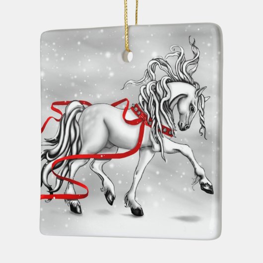 White Stallion Kerstdesign Keramisch Ornament (Links)