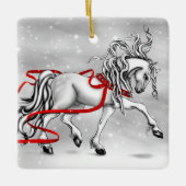 White Stallion Kerstdesign Keramisch Ornament (Voorkant)
