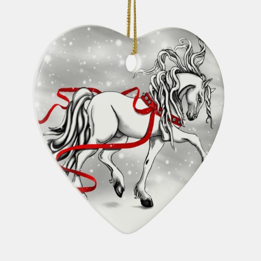 White Stallion Kerstdesign Keramisch Ornament (Rechts)