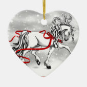 White Stallion Kerstdesign Keramisch Ornament (Voorkant)