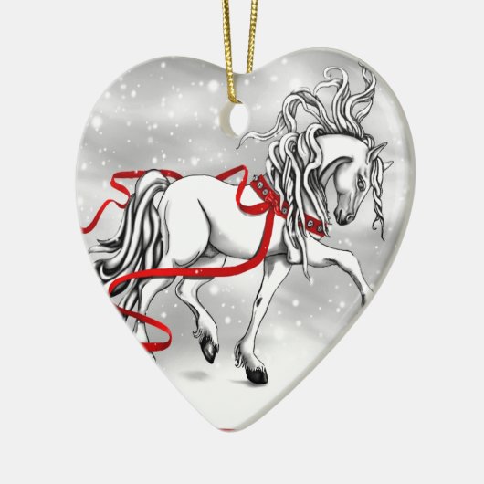 White Stallion Kerstdesign Keramisch Ornament (Links)