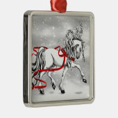 White Stallion Kerstdesign Metalen Ornament (Rechts)