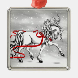 White Stallion Kerstdesign Metalen Ornament