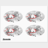 White Stallion Kerstdesign Ovale Sticker (Vel)