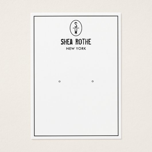 White  Stamp Monogram Earring Display Card Visitekaartje (Voorkant)