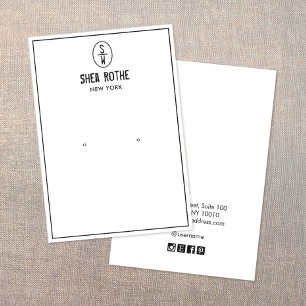 White  Stamp Monogram Earring Display Card Visitekaartje