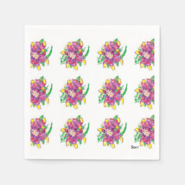 White Standard Cocktail Paper Napkins Asiatic Lily Servetten