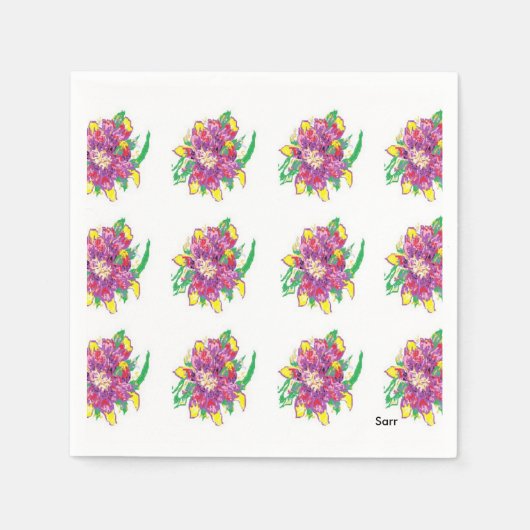 White Standard Cocktail Paper Napkins Asiatic Lily Servetten (Voorkant)