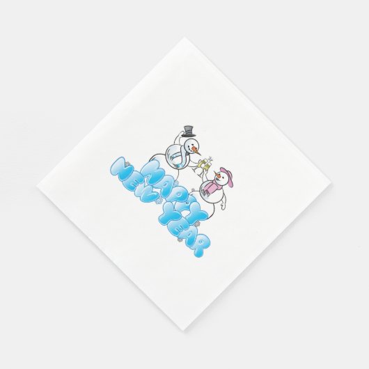 White Standard Luncheon Napkin/Snowmen Servetten (Hoek)