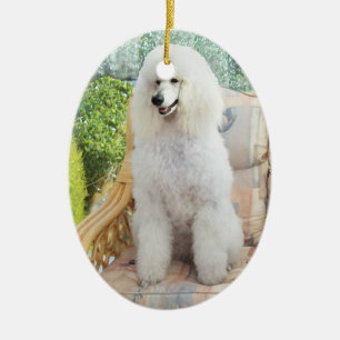 White Standard Poodle Keramisch Ornament