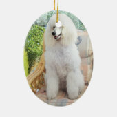 White Standard Poodle Keramisch Ornament (Achterkant)