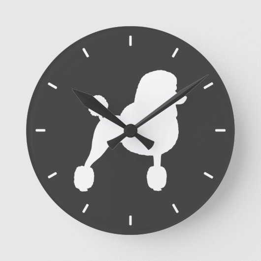 White Standard Poodle Silhouette Ronde Klok (Voorkant)