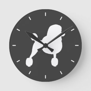 White Standard Poodle Silhouette Ronde Klok