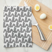 White Standard Poodle Silhouettes Patroon Theedoek (Quarter Fold)