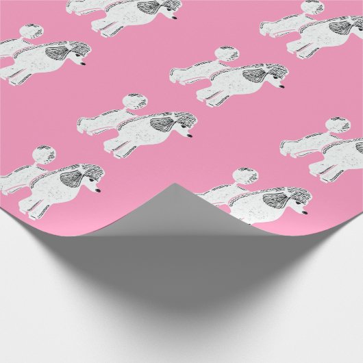 White Standard Poodles Pink Wrapping Paper Cadeaupapier (Hoek)
