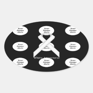 White Standard Ribbon door Kenneth Yoncich Ovale Sticker