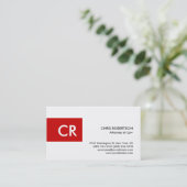White Standard Visitekaartje Red Stripe Monogram (Staand voorkant)