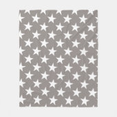 White Star Chic Beige Brown Stars Design Modern Fleece Deken (Voorkant)