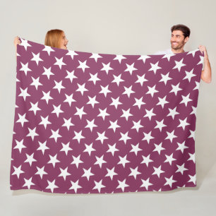 White Star Chic Bordeaux Color Design Moderne Star Fleece Deken