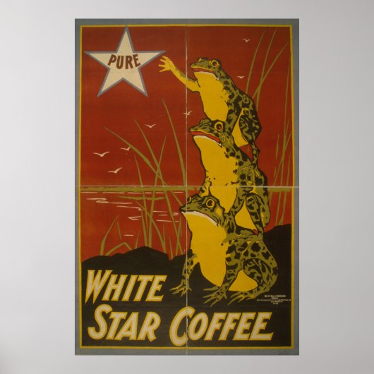 White Star Coffee Vintage Frog Poster (Voorkant)