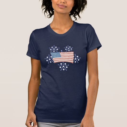White Star Fire Works en Pointillism Flag T-shirt (Voorkant)