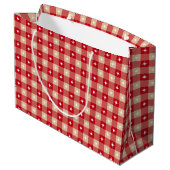White Star Gingham Country Holiday Groot Cadeauzakje (Achterkant Gekanteld)