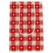 White Star Gingham Country Holiday Medium Cadeauzakje (Achterkant)