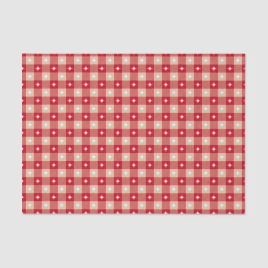 White Star Gingham Vakantie Tissuepapier (Voorkant)