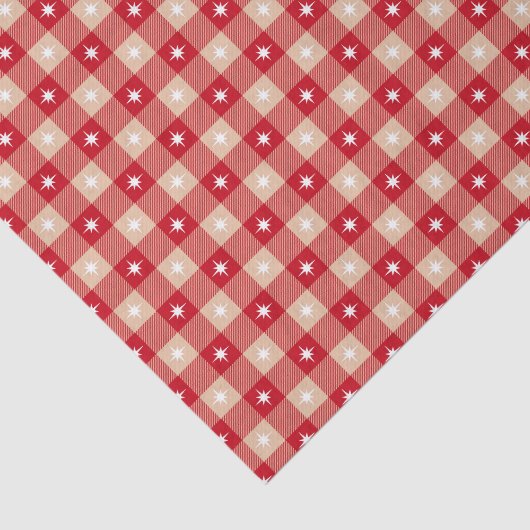 White Star Gingham Vakantie Tissuepapier (Detail)