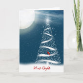 White Star-kerstboom en maan Feestdagen Kaart (Voorkant)